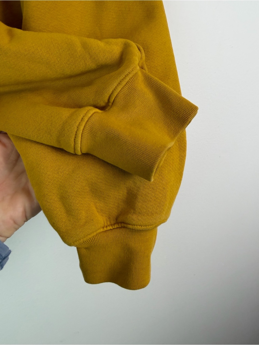 MATE The Label Organic Raw Neck Fleece Sweatshirt in Tumeric Size M - Picture 8 of 11